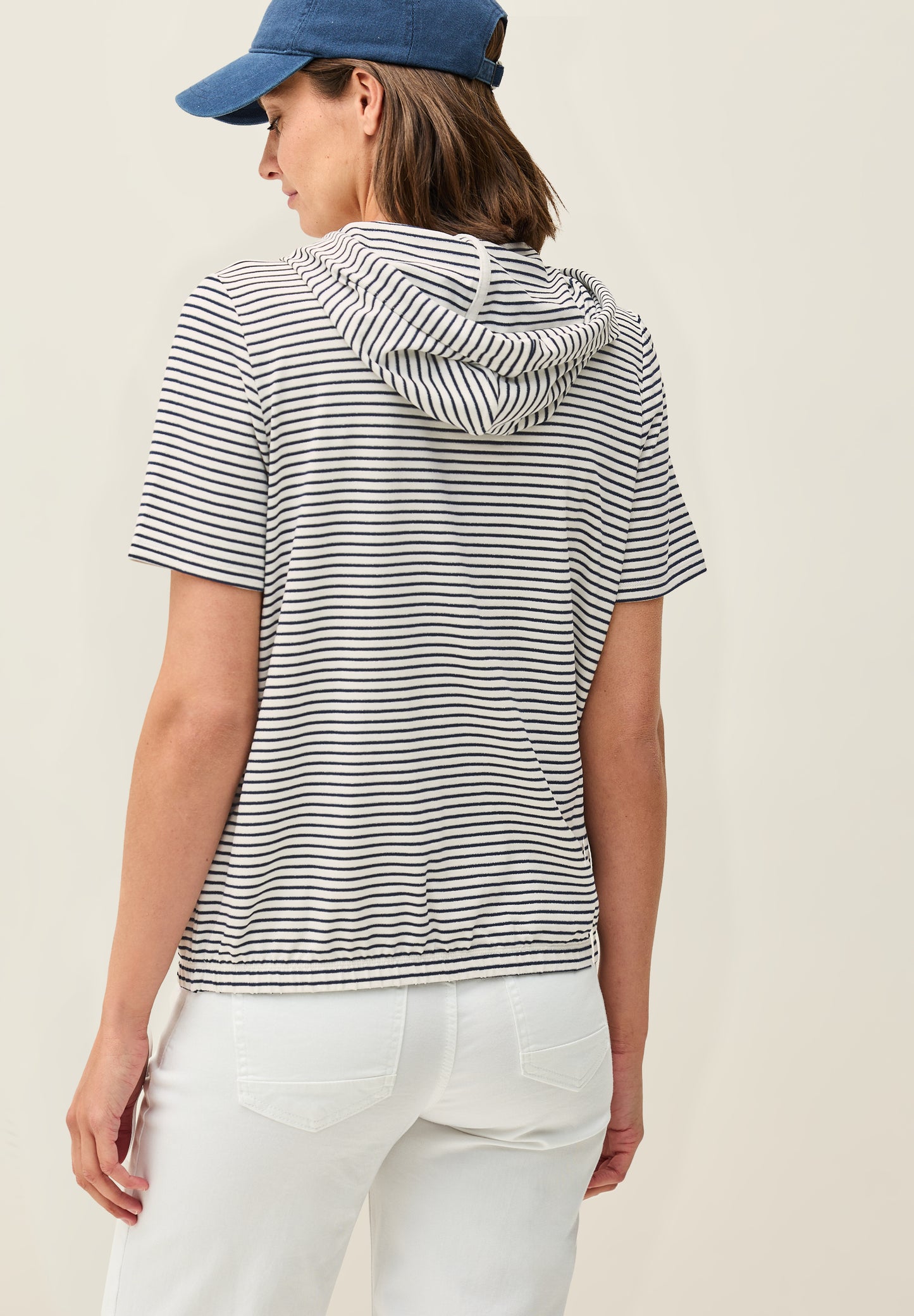 CECIL Streifen-Hoodie mit Glitzer - Farbe: vanilla white