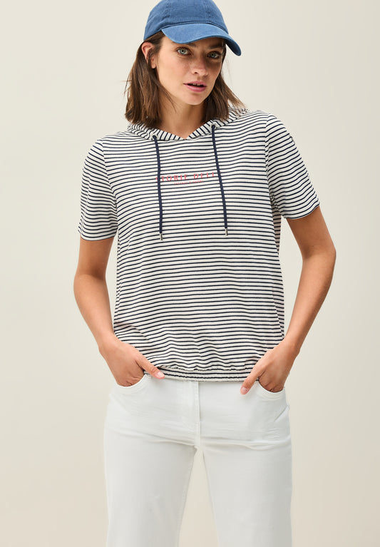 CECIL Streifen-Hoodie mit Glitzer - Farbe: vanilla white