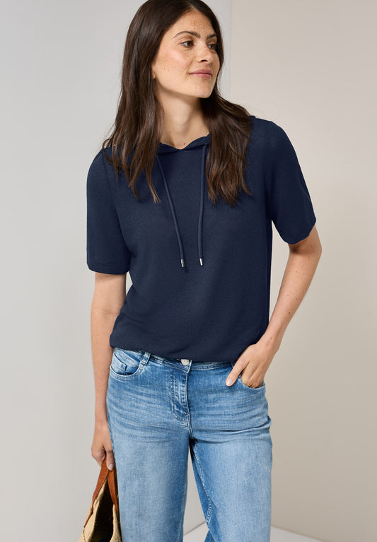 CECIL Crepe Hoodie-Shirt - Farbe: urban navy blue