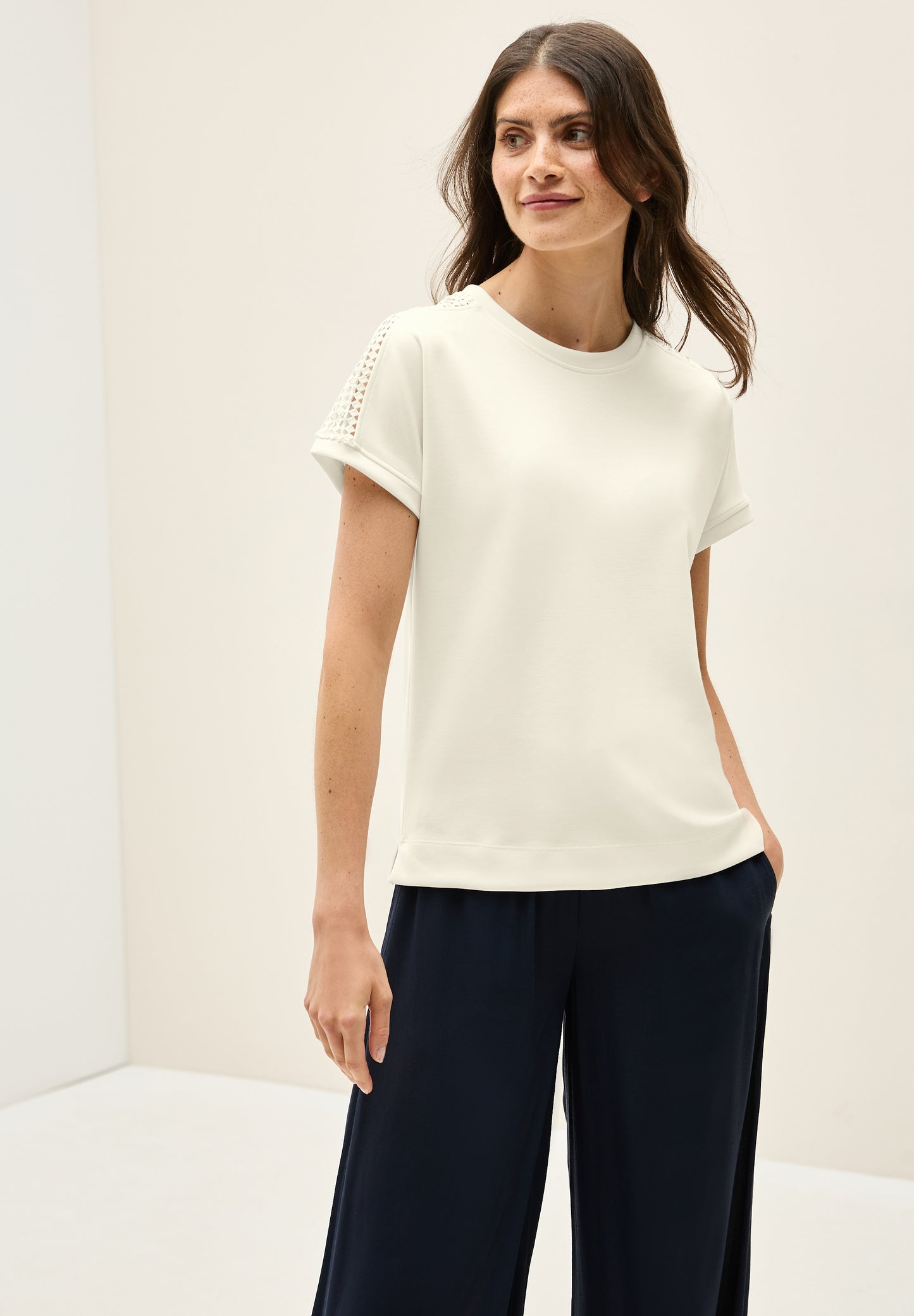 CECIL Silk Touch T-Shirt - Farbe: vanilla white