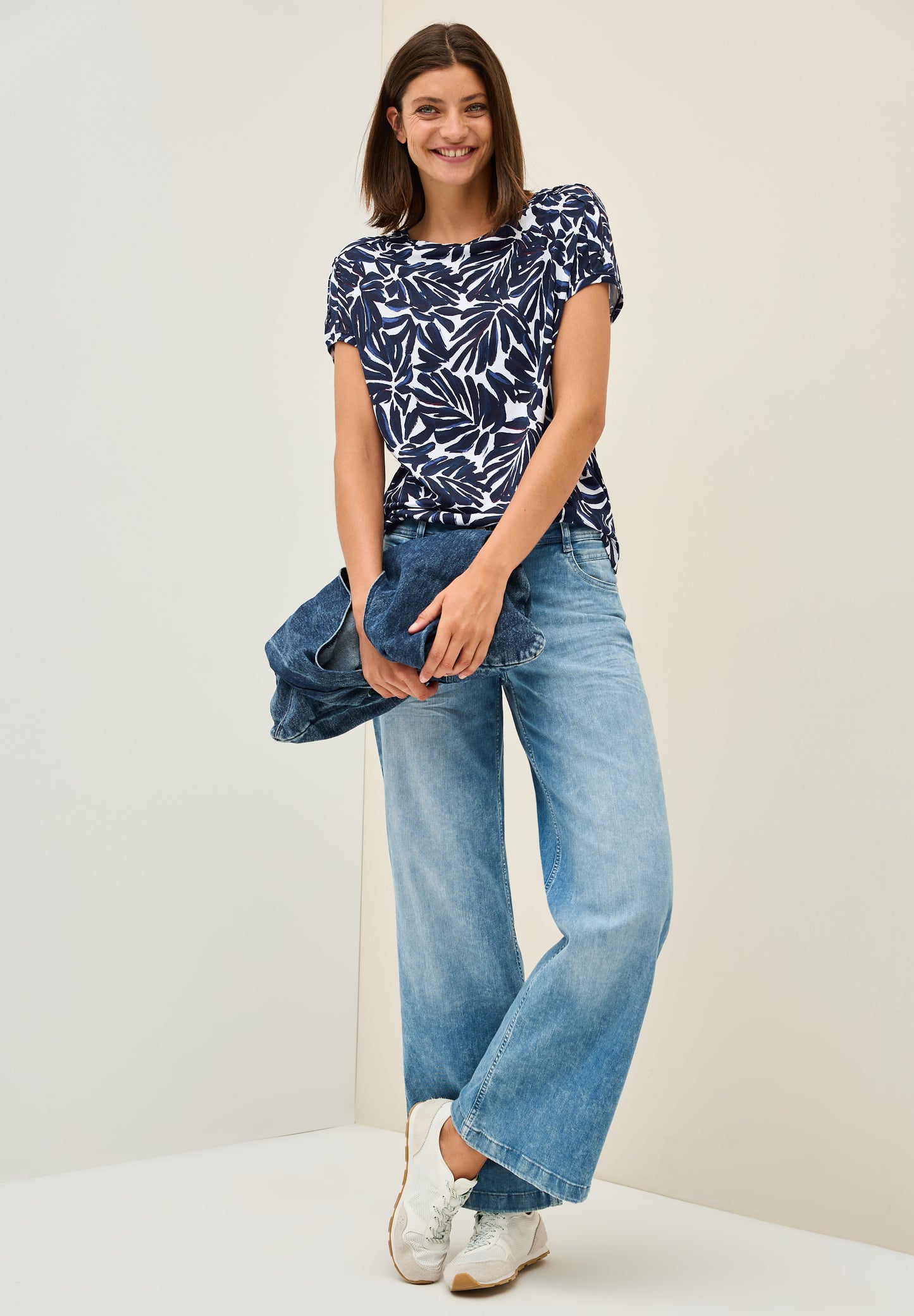 CECIL Print-Shirt mit Knopfdetail - Farbe: urban dark blue