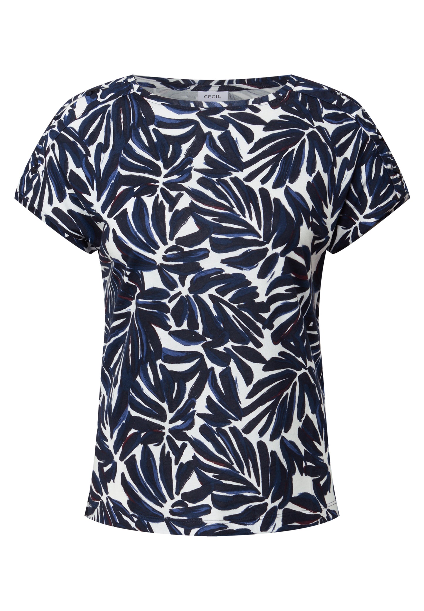 CECIL Print-Shirt mit Knopfdetail - Farbe: urban dark blue
