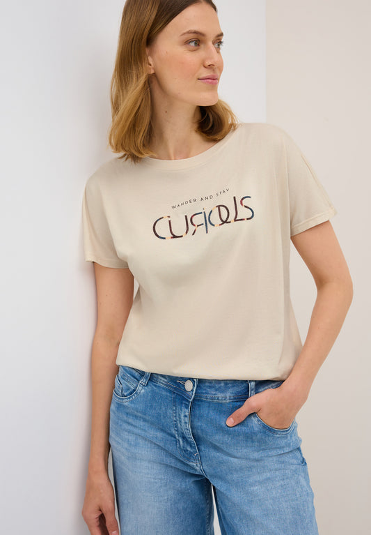 CECIL T-Shirt mit Wording - Farbe: light beige