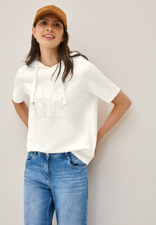 CECIL Kapuzenshirt mit Wording - Farbe: vanilla white