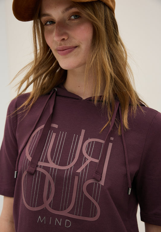 CECIL Kapuzenshirt mit Wording - Farbe: mulberry red