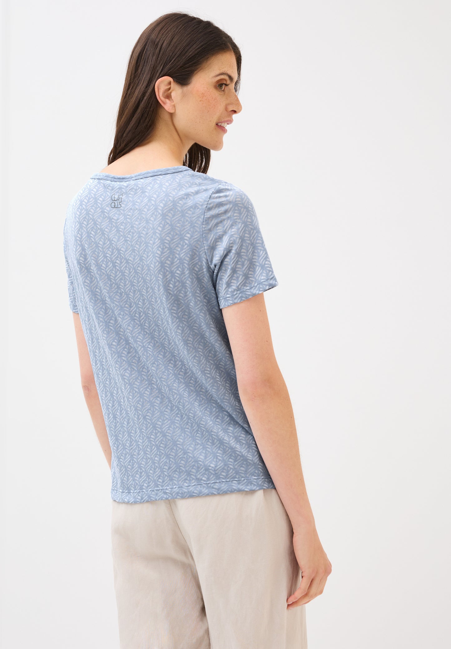 CECIL Ausbrenner-Shirt mit Wording - Farbe: Hellblau