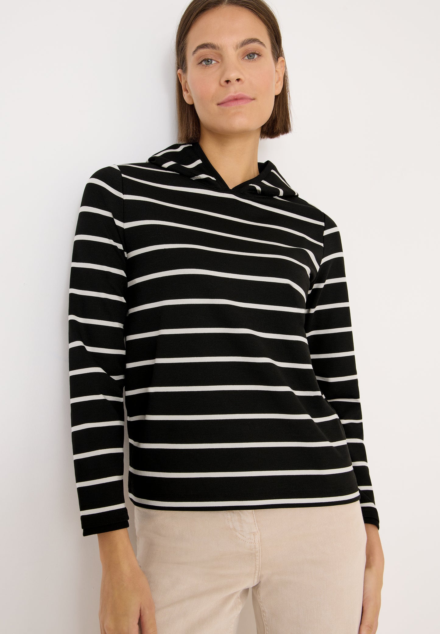 CECIL Gestreiftes Kapuzenshirt - Farbe: Black