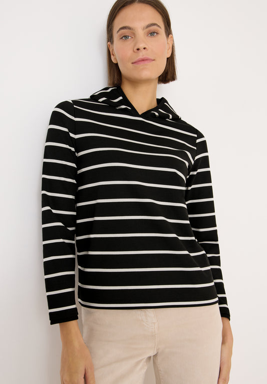 CECIL Gestreiftes Kapuzenshirt - Farbe: Black