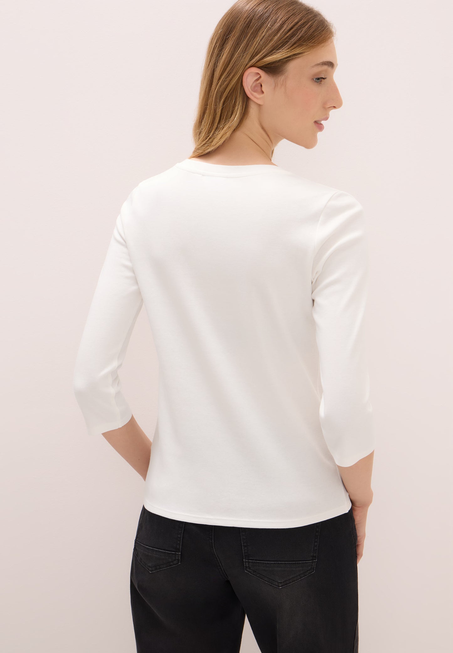 CECIL Basic V-Neck Shirt - Farbe: vanilla white