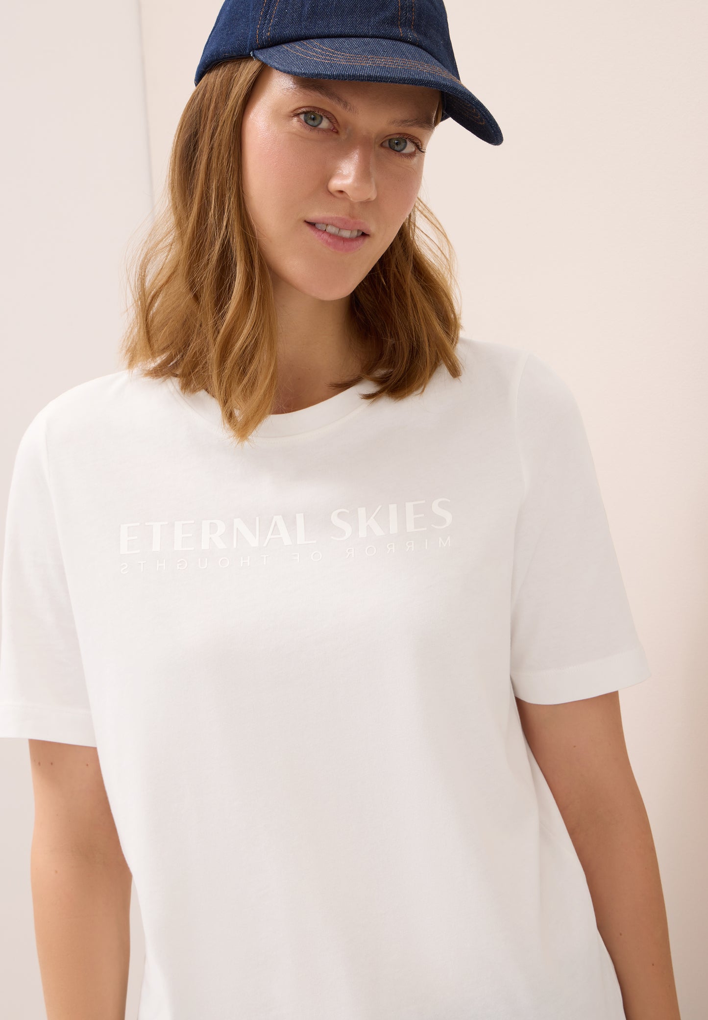 CECIL T-Shirt mit Wording Artwork - Farbe: vanilla white