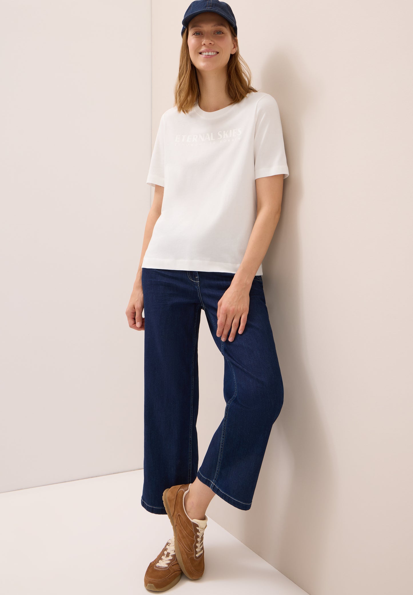 CECIL T-Shirt mit Wording Artwork - Farbe: vanilla white