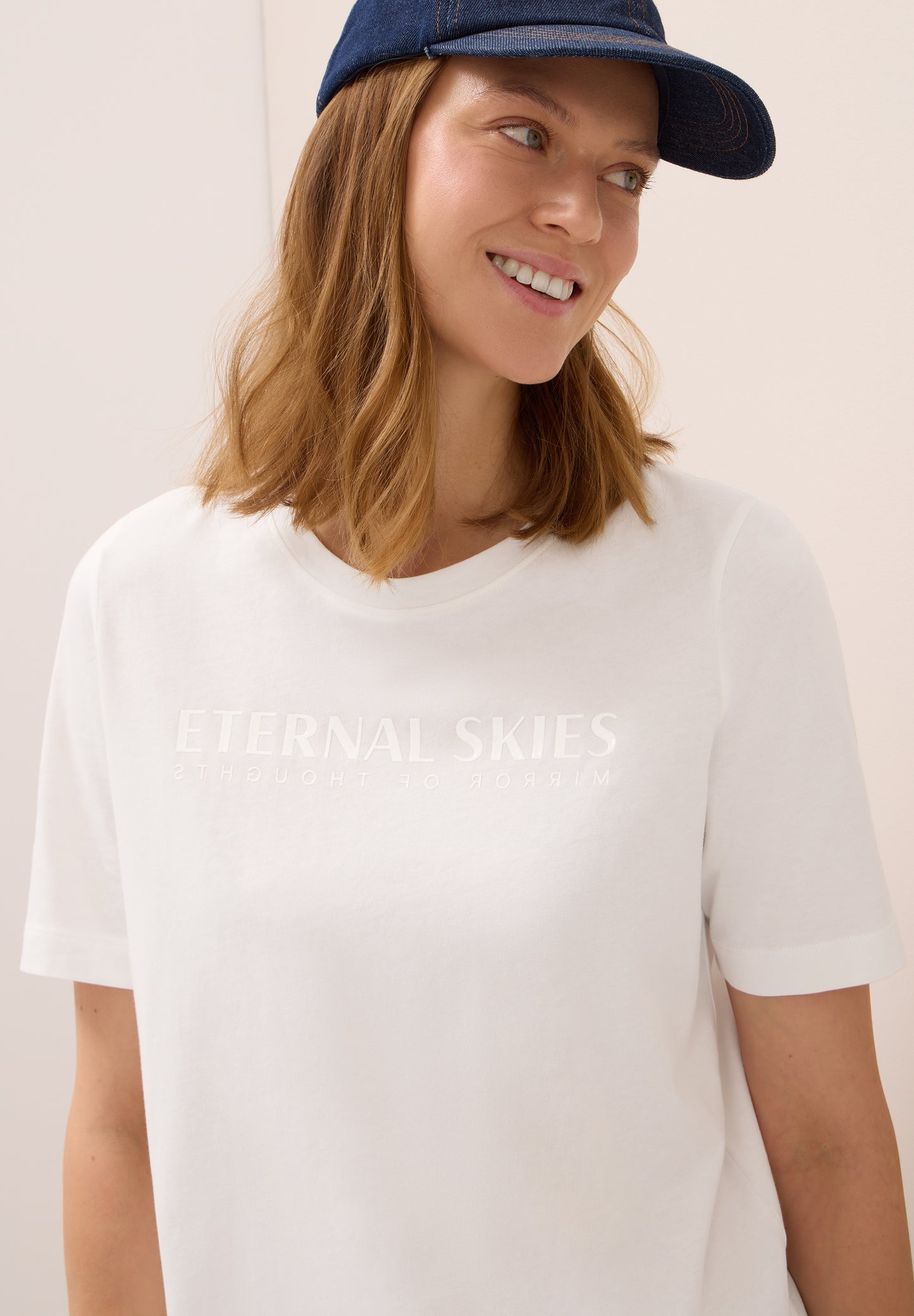 CECIL T-Shirt mit Wording Artwork - Farbe: vanilla white