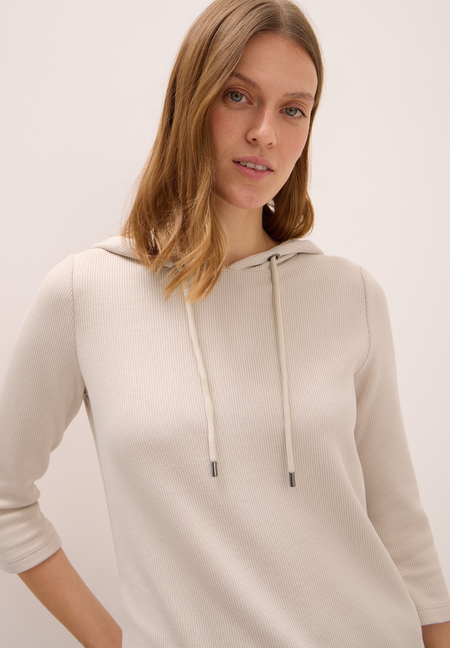 CECIL Hoodie Shirt in Rippstruktur - Farbe: oat milk beige