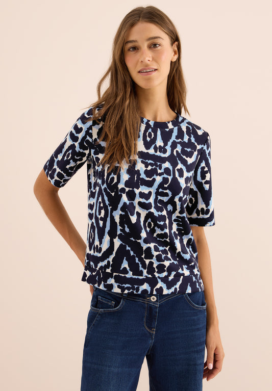 CECIL Cupro Touch Print-Shirt - Farbe: urban dark blue