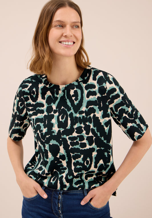 CECIL Cupro Touch Print-Shirt - Farbe: ink green