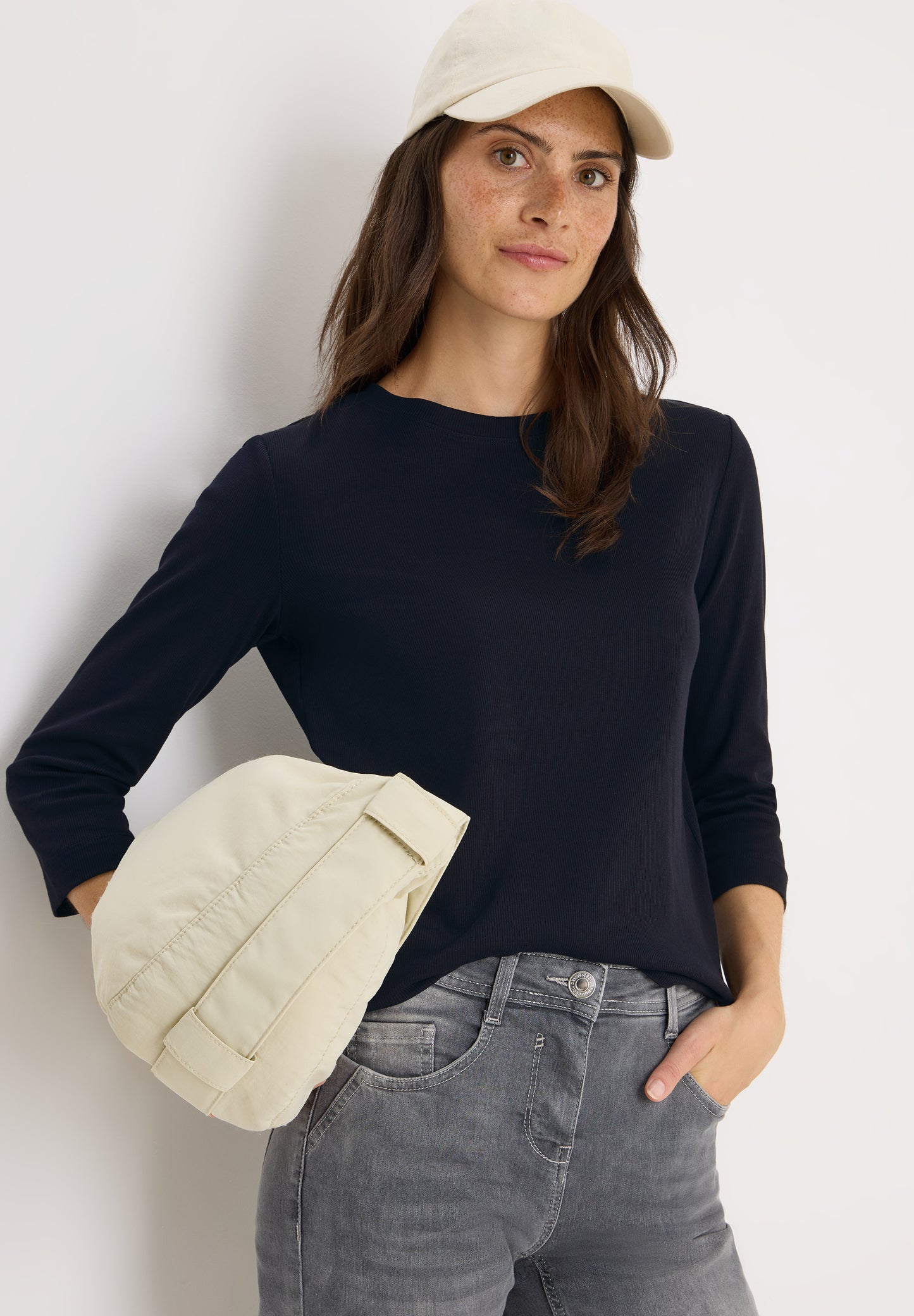 CECIL Shirt mit Rippstruktur - Farbe: urban dark blue