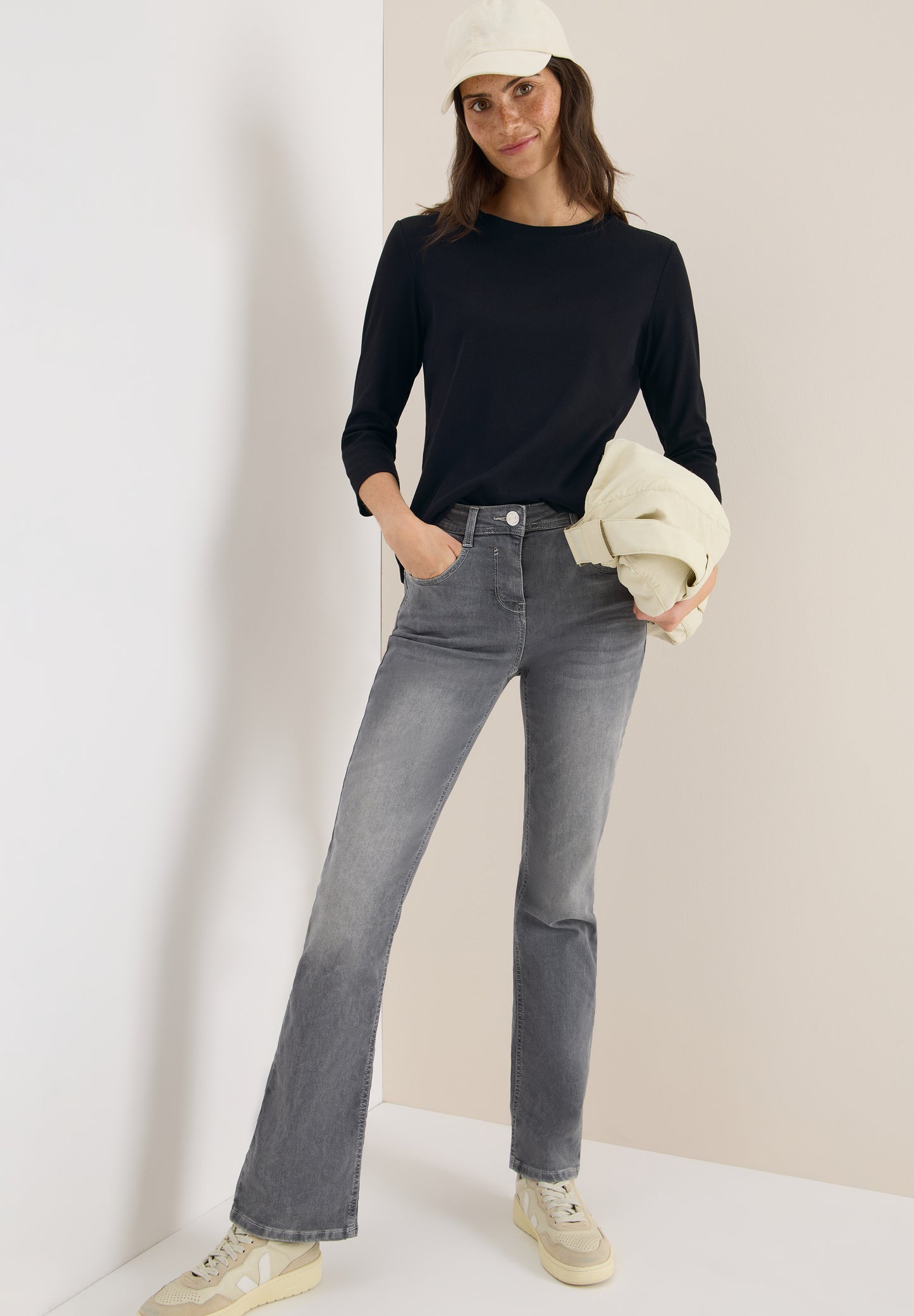 CECIL Shirt mit Rippstruktur - Farbe: urban dark blue