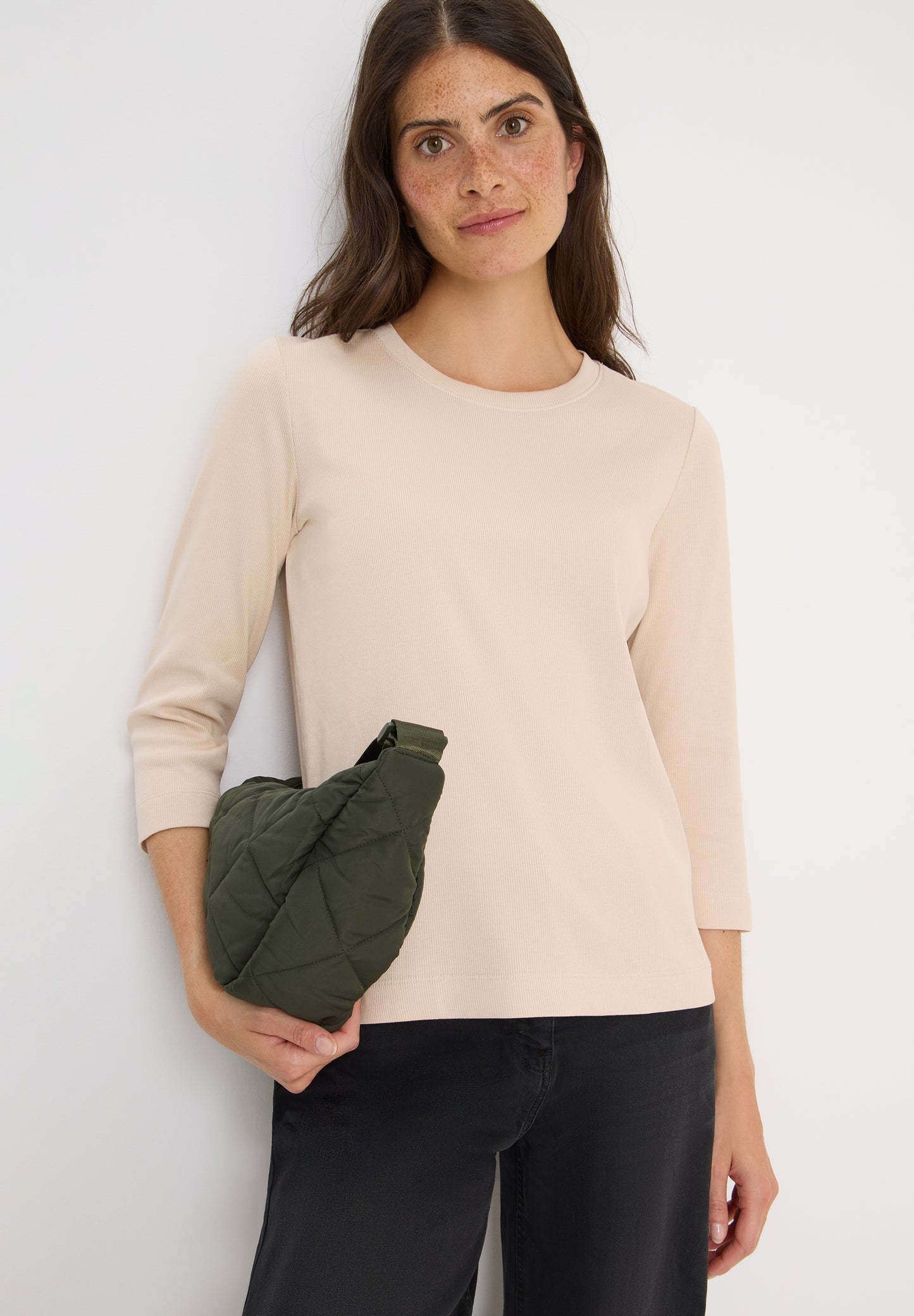CECIL Shirt mit Rippstruktur - Farbe: oat milk beige