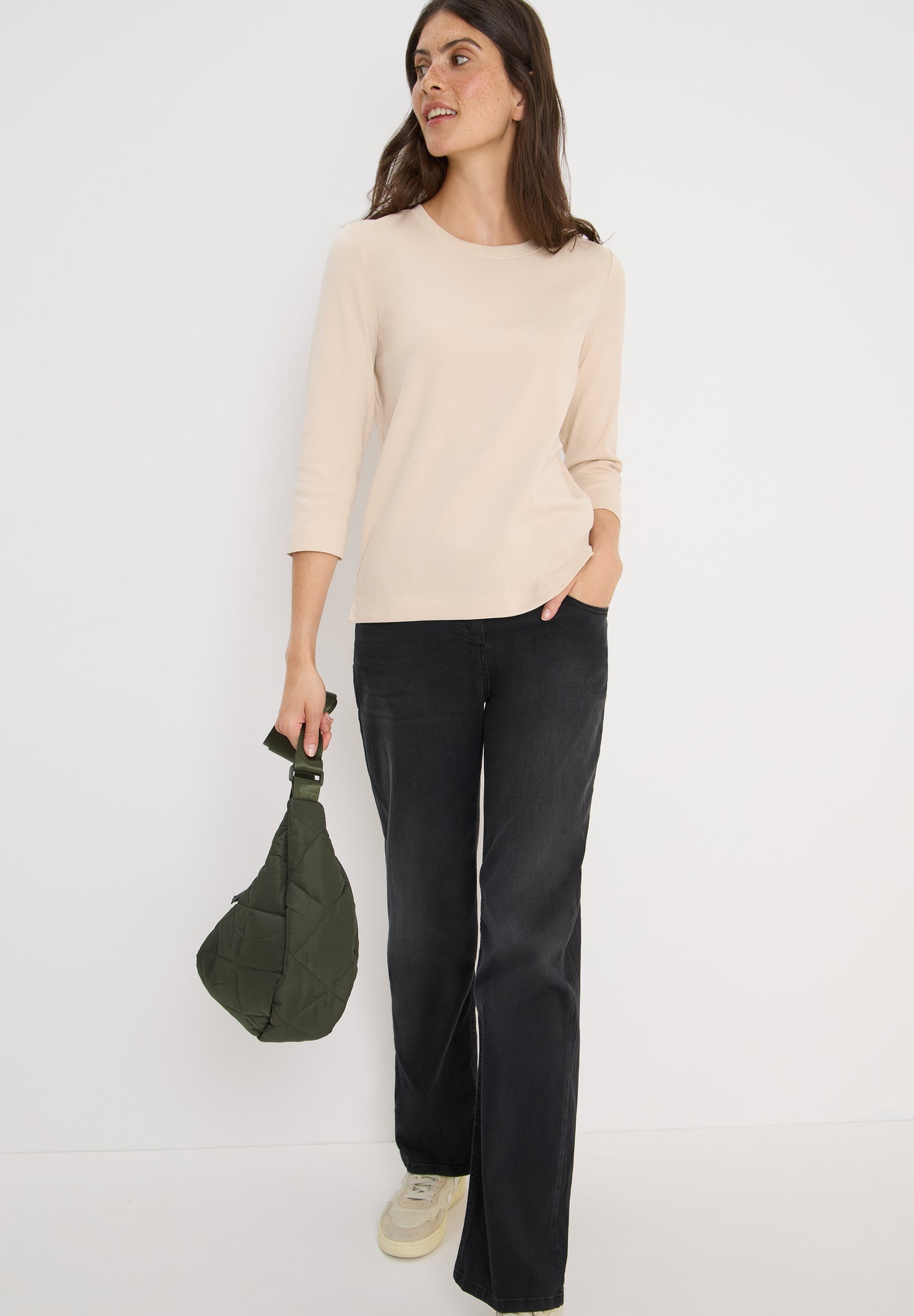 CECIL Shirt mit Rippstruktur - Farbe: oat milk beige