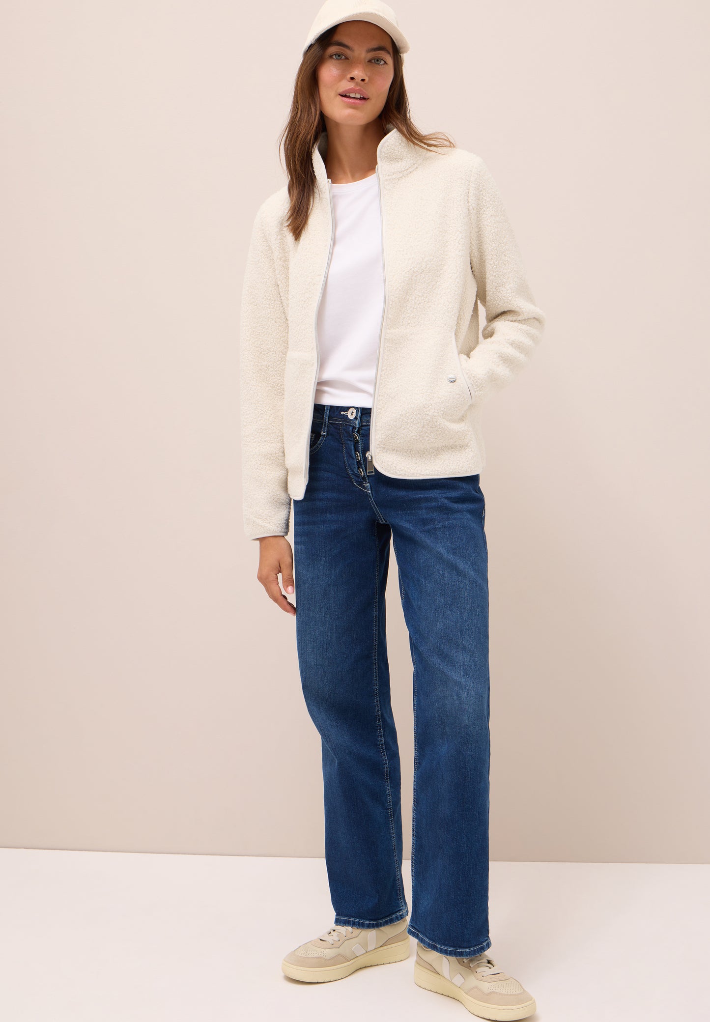 CECIL Softe Jacke mit Zipper - Farbe: teddy vanilla white