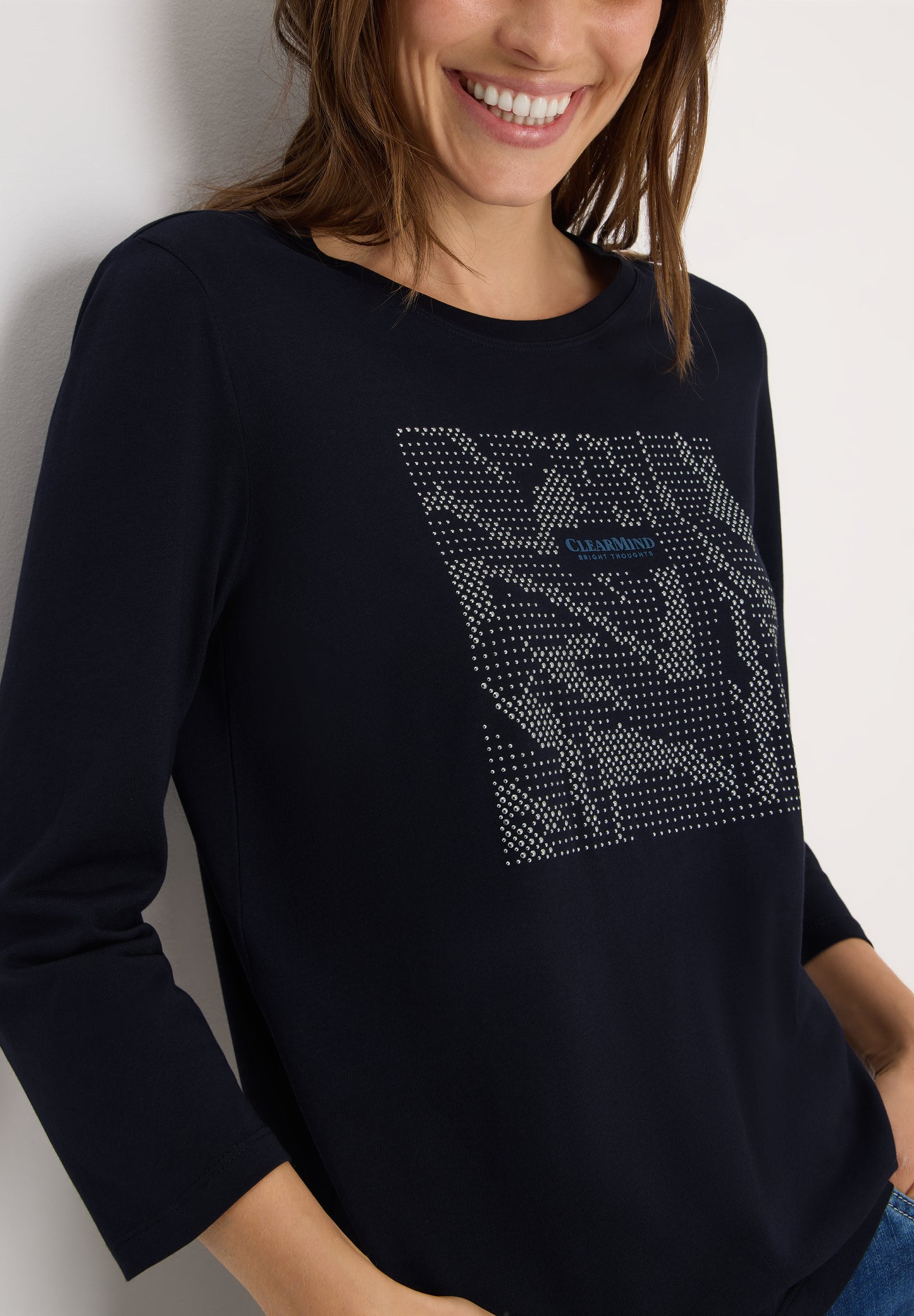 CECIL Shirt mit Schmucksteinen - Farbe: urban dark blue