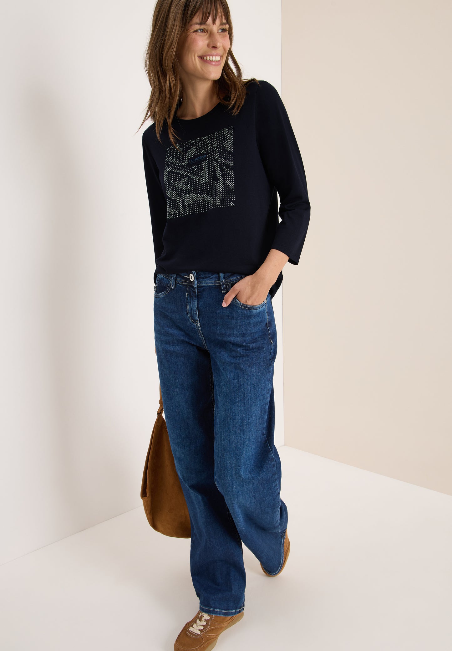 CECIL Shirt mit Schmucksteinen - Farbe: urban dark blue