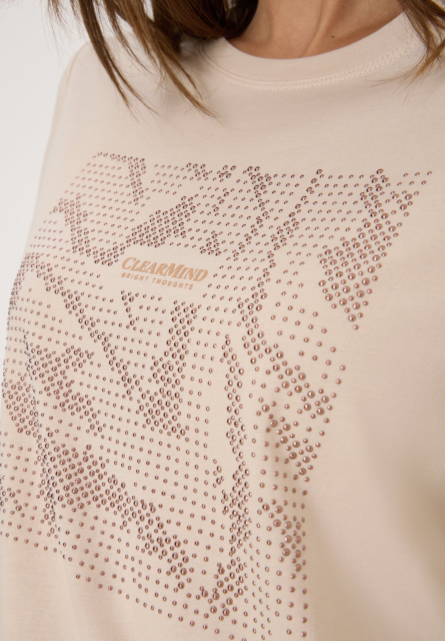 CECIL Shirt mit Schmucksteinen - Farbe: oat milk beige