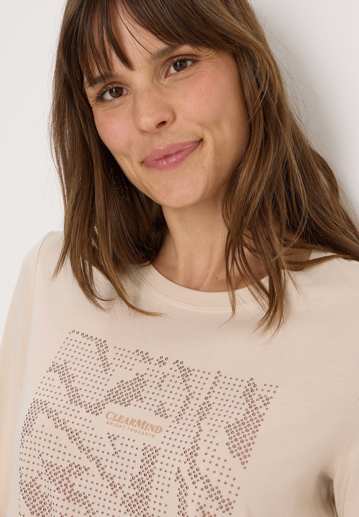 CECIL Shirt mit Schmucksteinen - Farbe: oat milk beige