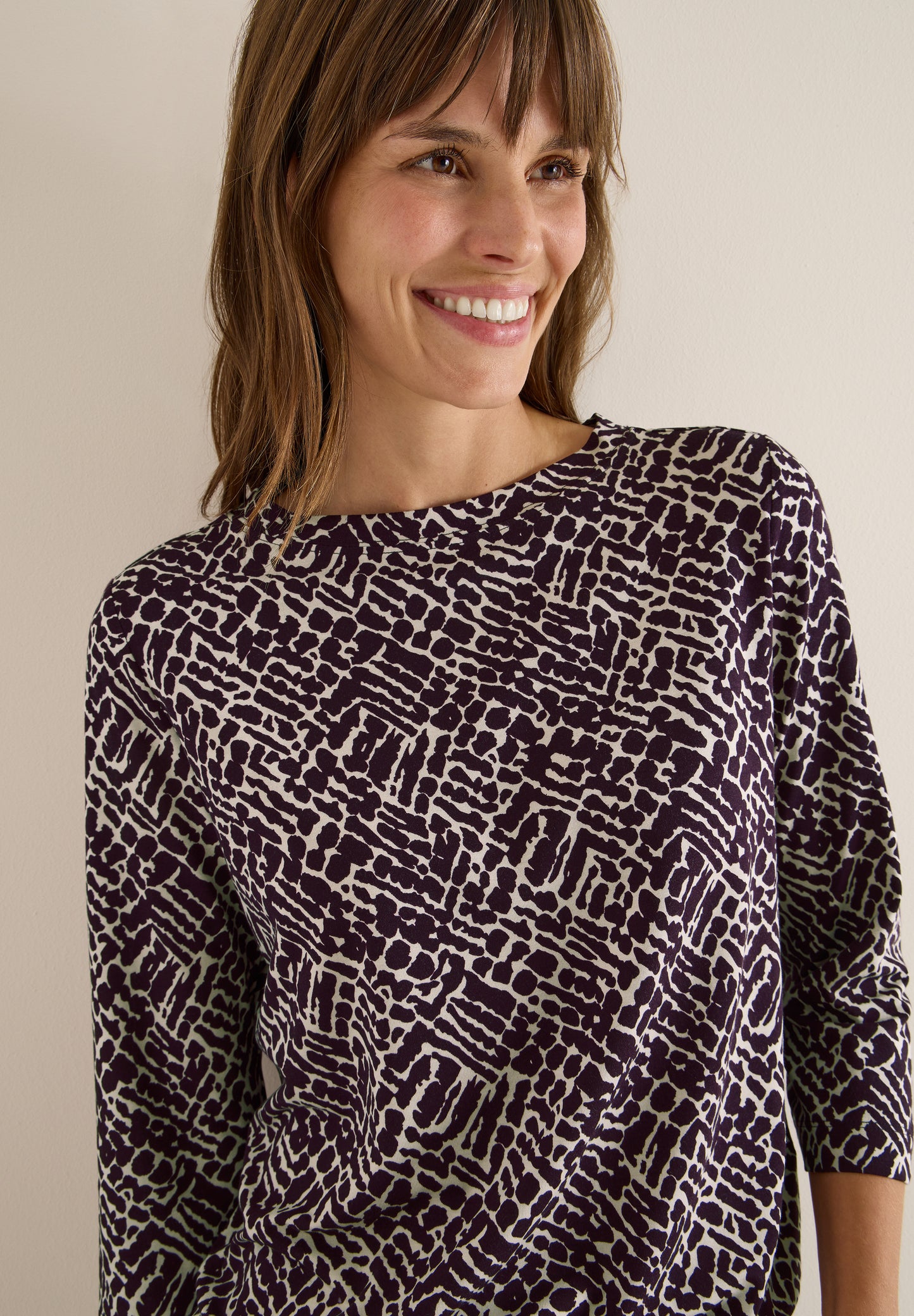 CECIL Shirt mit Minimal Print - Farbe: eggplant red