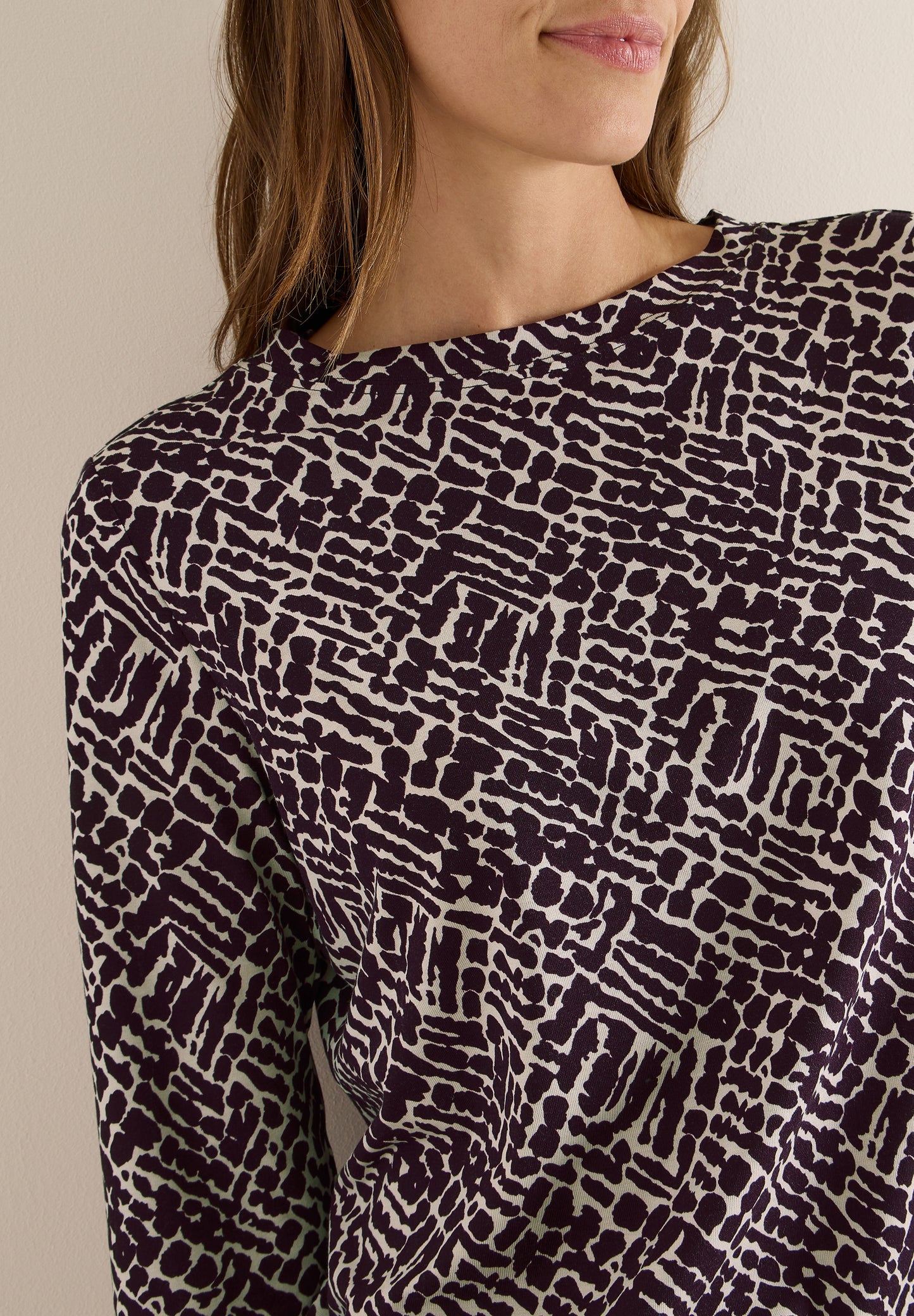 CECIL Shirt mit Minimal Print - Farbe: eggplant red