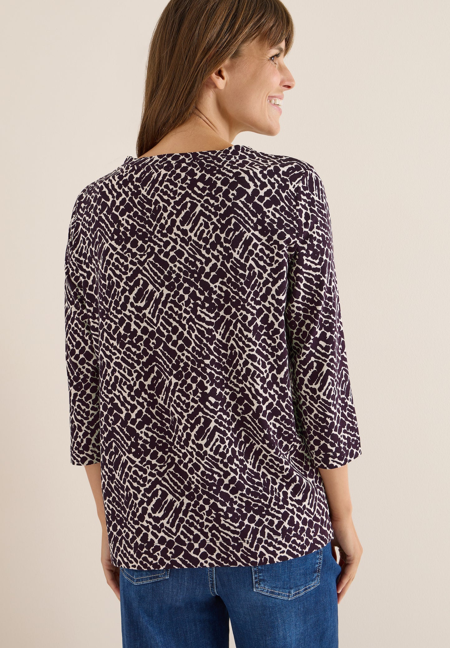 CECIL Shirt mit Minimal Print - Farbe: eggplant red