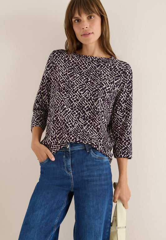CECIL Shirt mit Minimal Print - Farbe: eggplant red