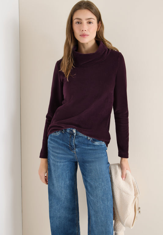 CECIL Cord Shirt mit großem Kragen - Farbe: eggplant red