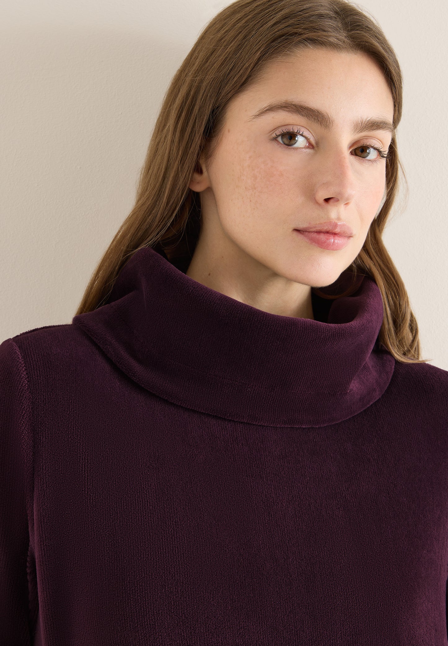 CECIL Cord Shirt mit großem Kragen - Farbe: eggplant red