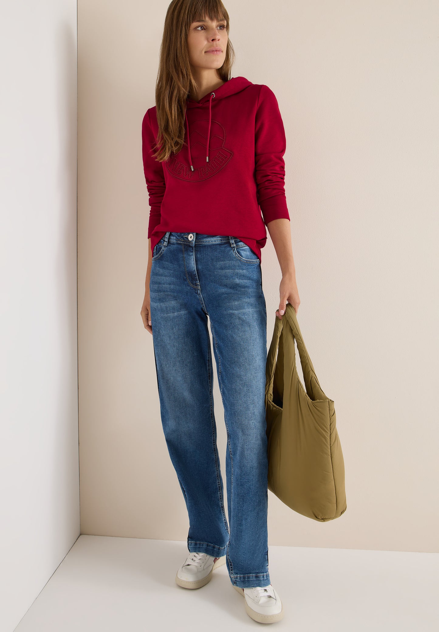 CECIL Kapuzenshirt mit Stickerei - Farbe: beaujolais red