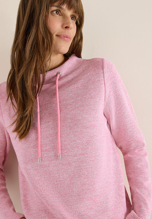 CECIL Funnelneck Melange Rippshirt - Farbe: dark blossom melange