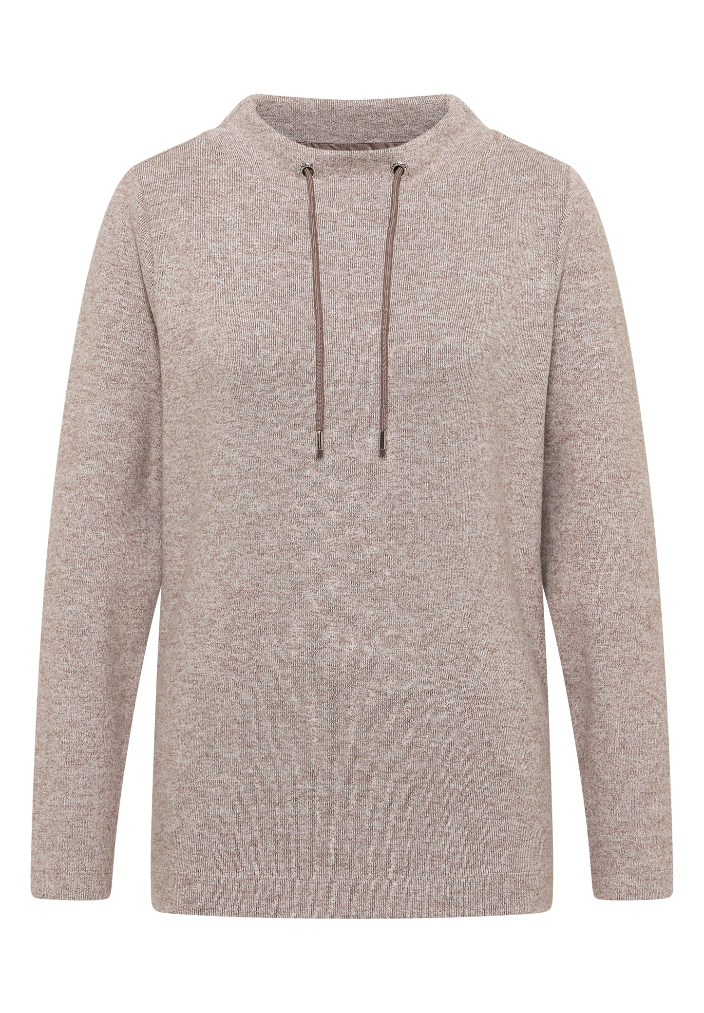 CECIL Funnelneck Melange Rippshirt - Farbe: chocolate mousse melange