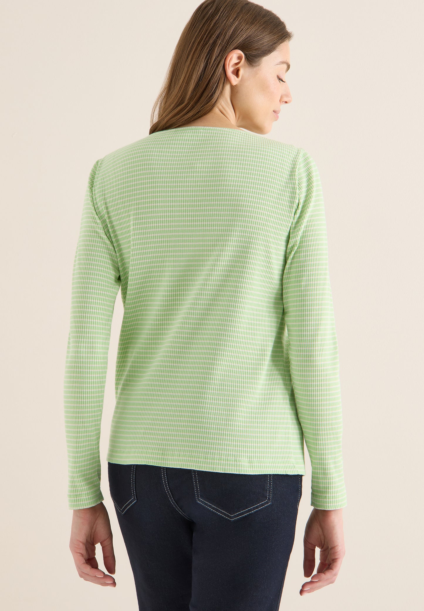 CECIL - Gestreiftes Langarmshirt - Farbe: bamboo green