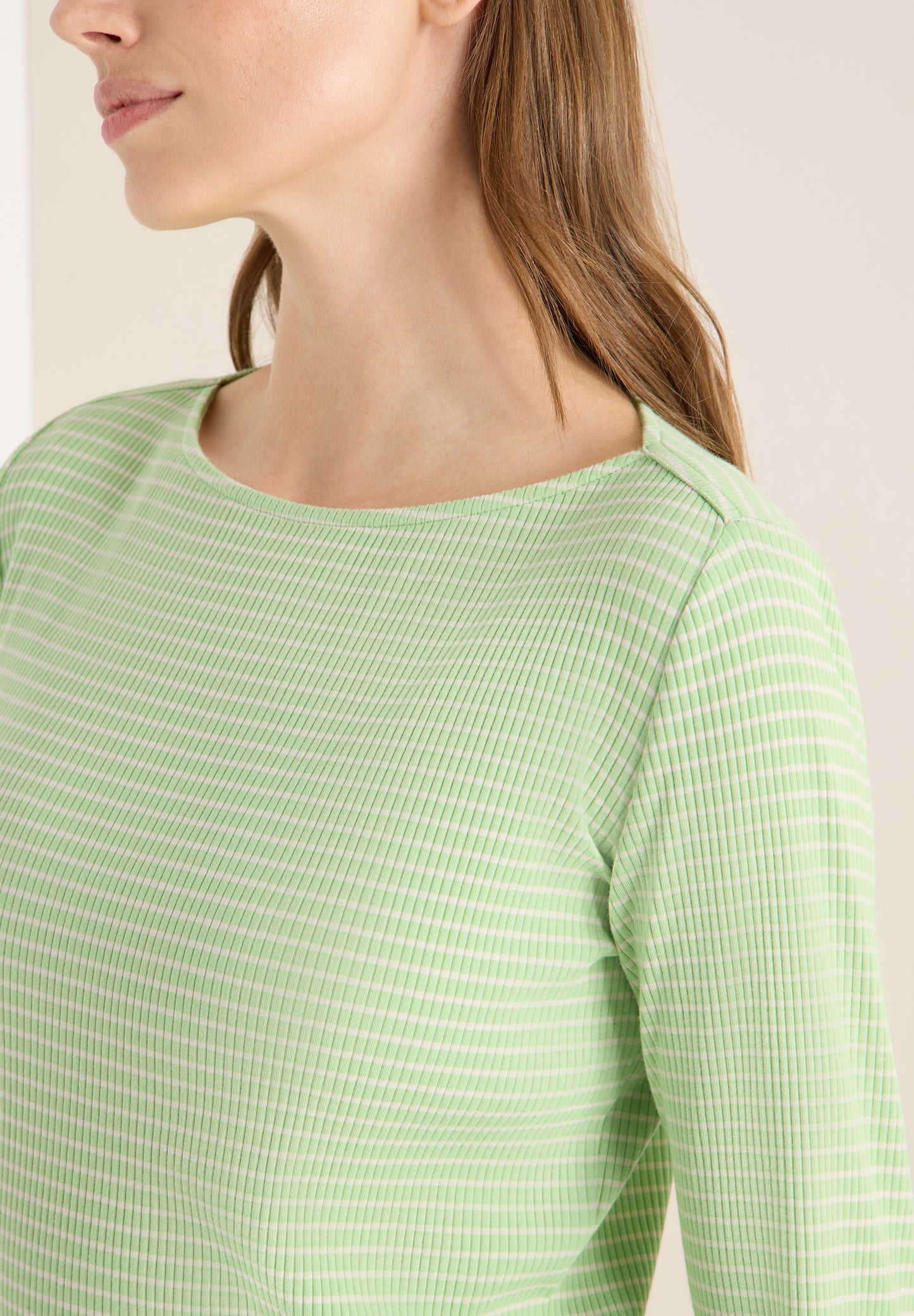 CECIL - Gestreiftes Langarmshirt - Farbe: bamboo green
