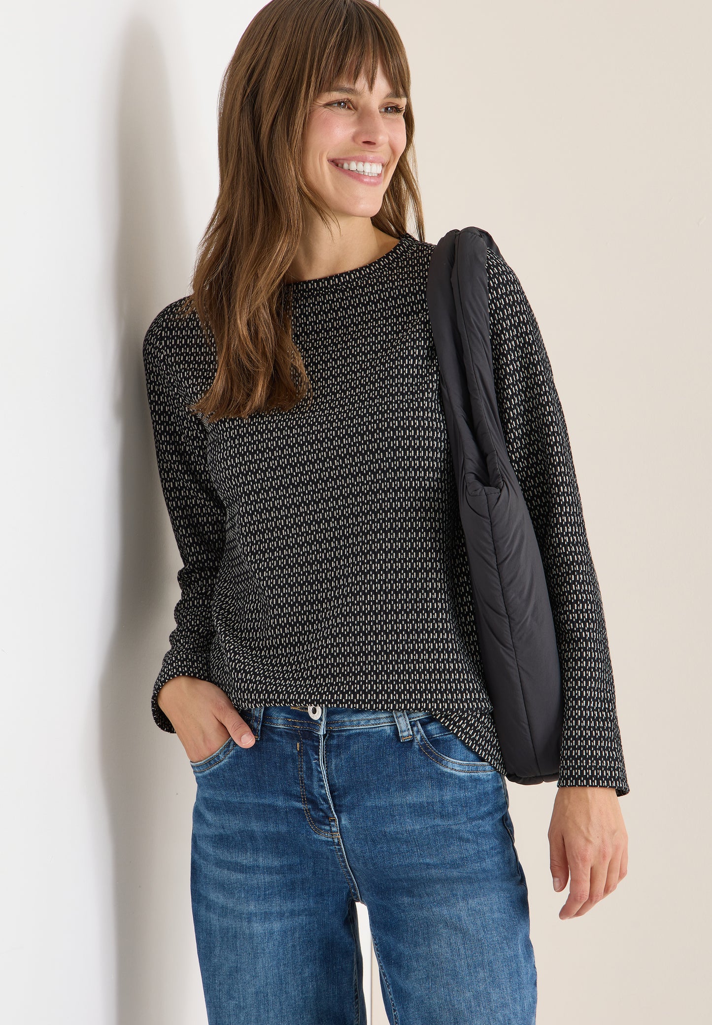 CECIL Two-Tone Strukturshirt - Farbe: Black