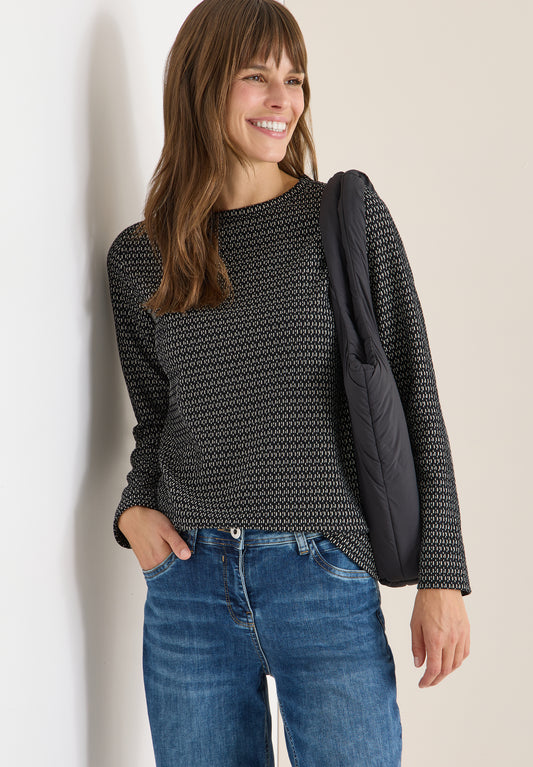 CECIL Two-Tone Strukturshirt - Farbe: Black
