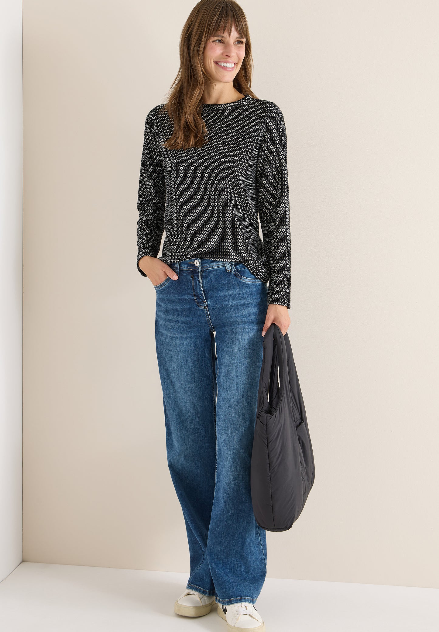 CECIL Two-Tone Strukturshirt - Farbe: Black