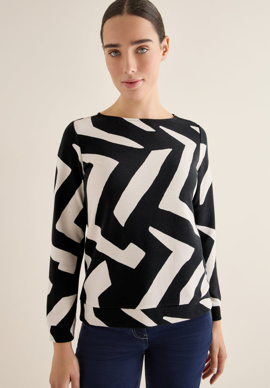 CECIL Ottoman Shirt mit Muster - Farbe: light greige