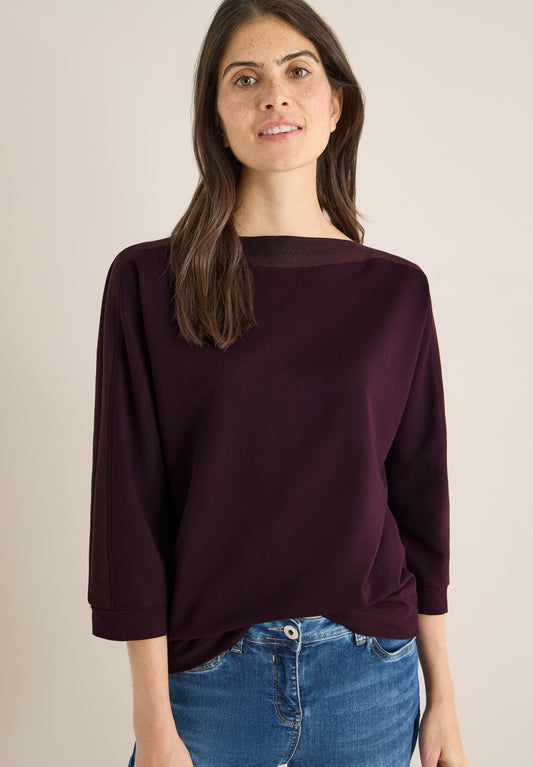 CECIL - Batwing Shirt mit Tape - Farbe: eggplant red