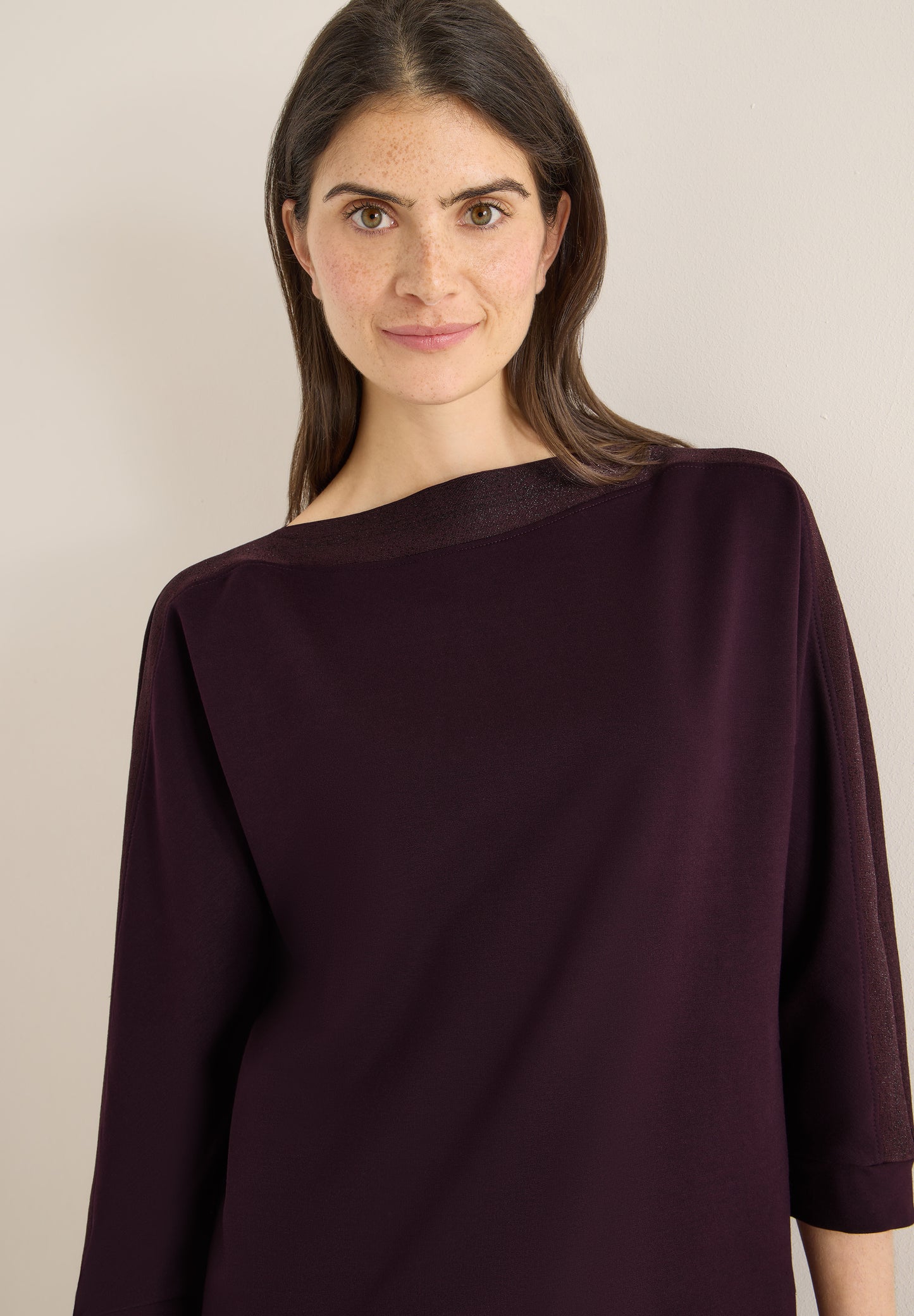 CECIL - Batwing Shirt mit Tape - Farbe: eggplant red