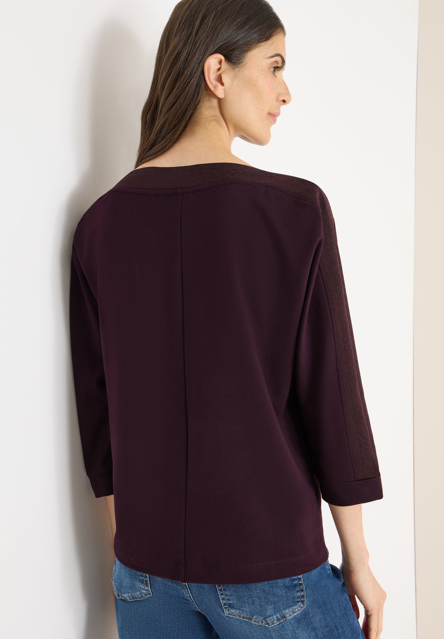 CECIL - Batwing Shirt mit Tape - Farbe: eggplant red