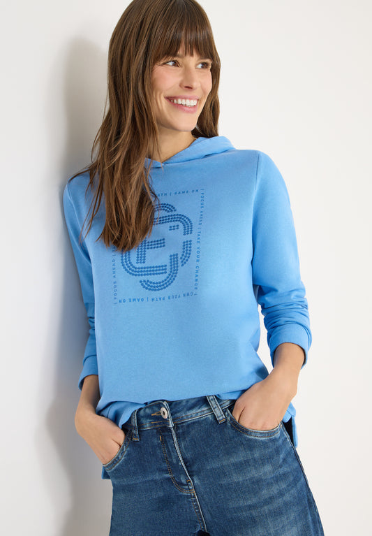 CECIL - Hoodie mit Schmucksteinen - Farbe: fountain blue