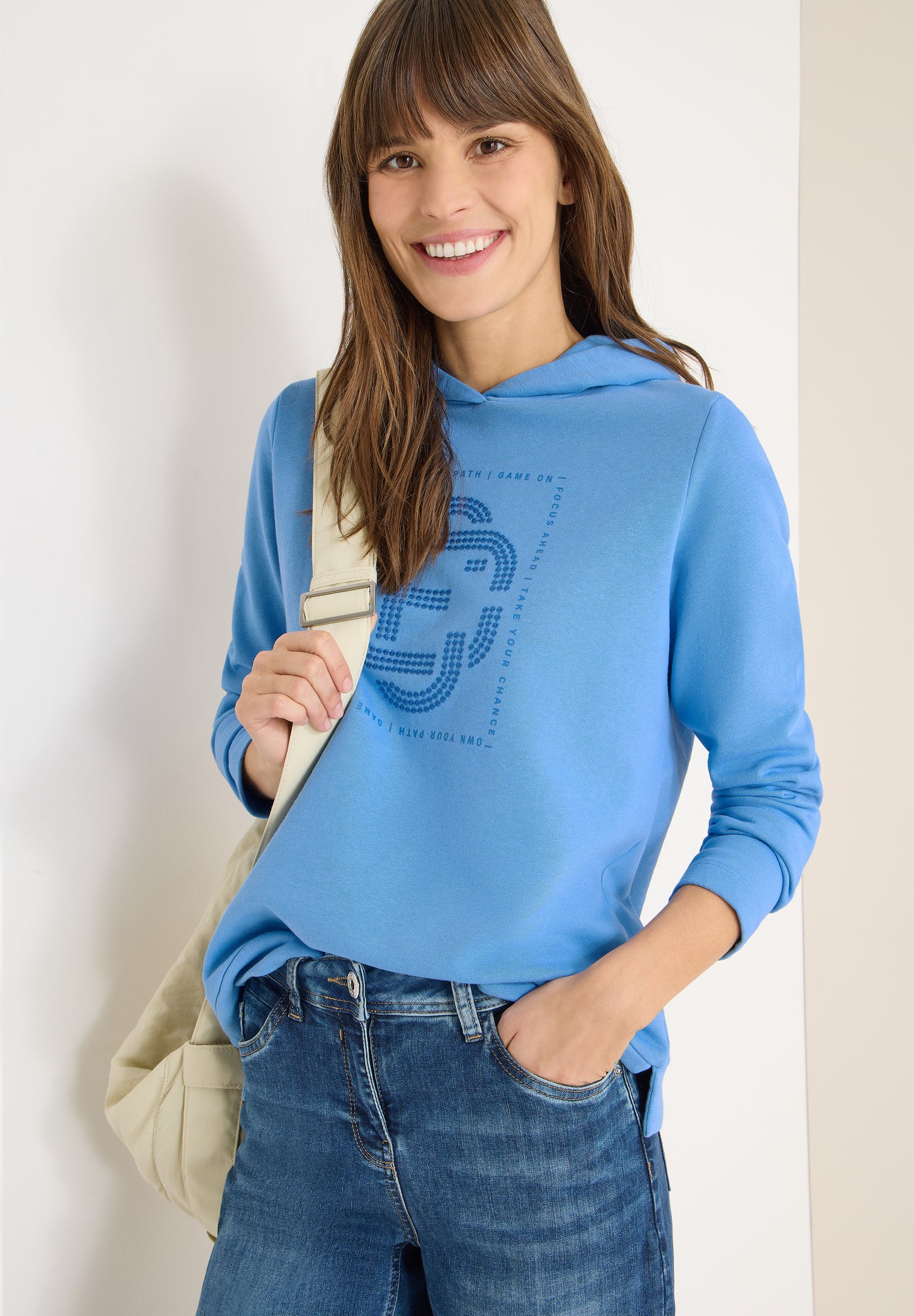 CECIL - Hoodie mit Schmucksteinen - Farbe: fountain blue