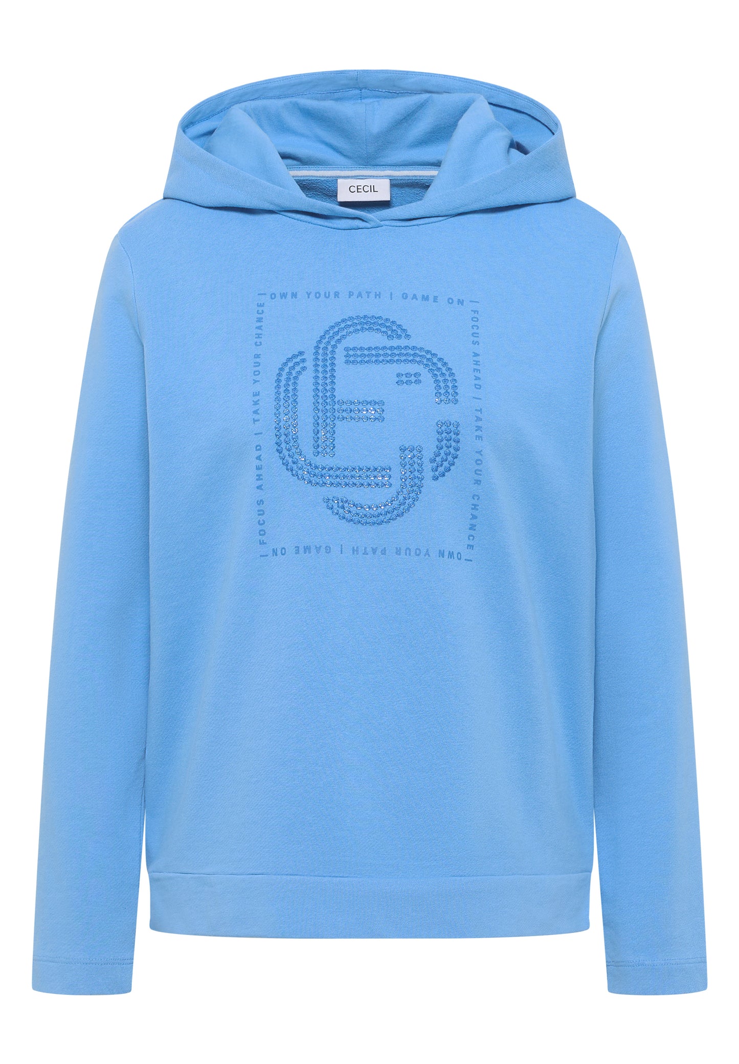 CECIL - Hoodie mit Schmucksteinen - Farbe: fountain blue