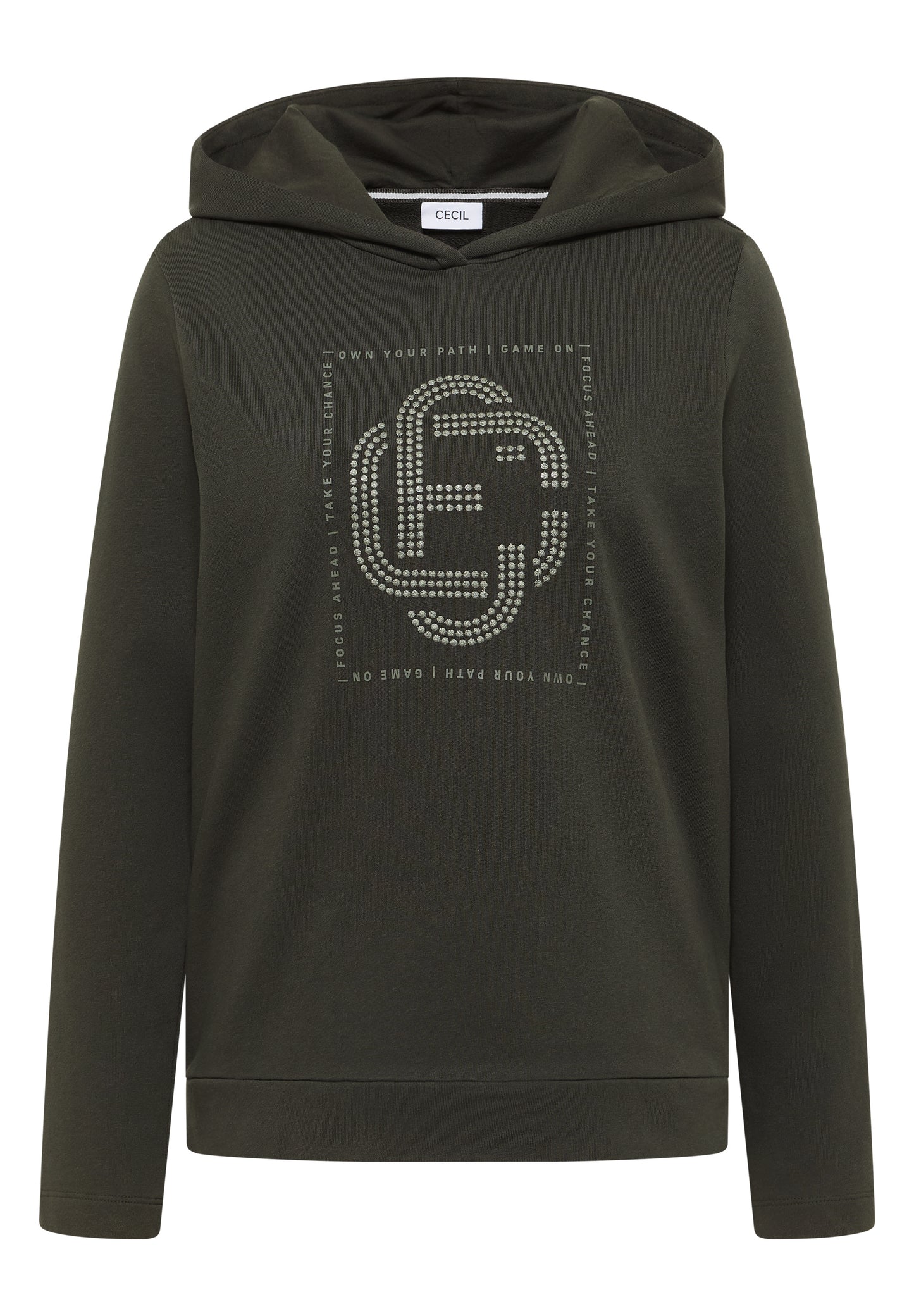 CECIL - Hoodie mit Schmucksteinen - Farbe: raw khaki